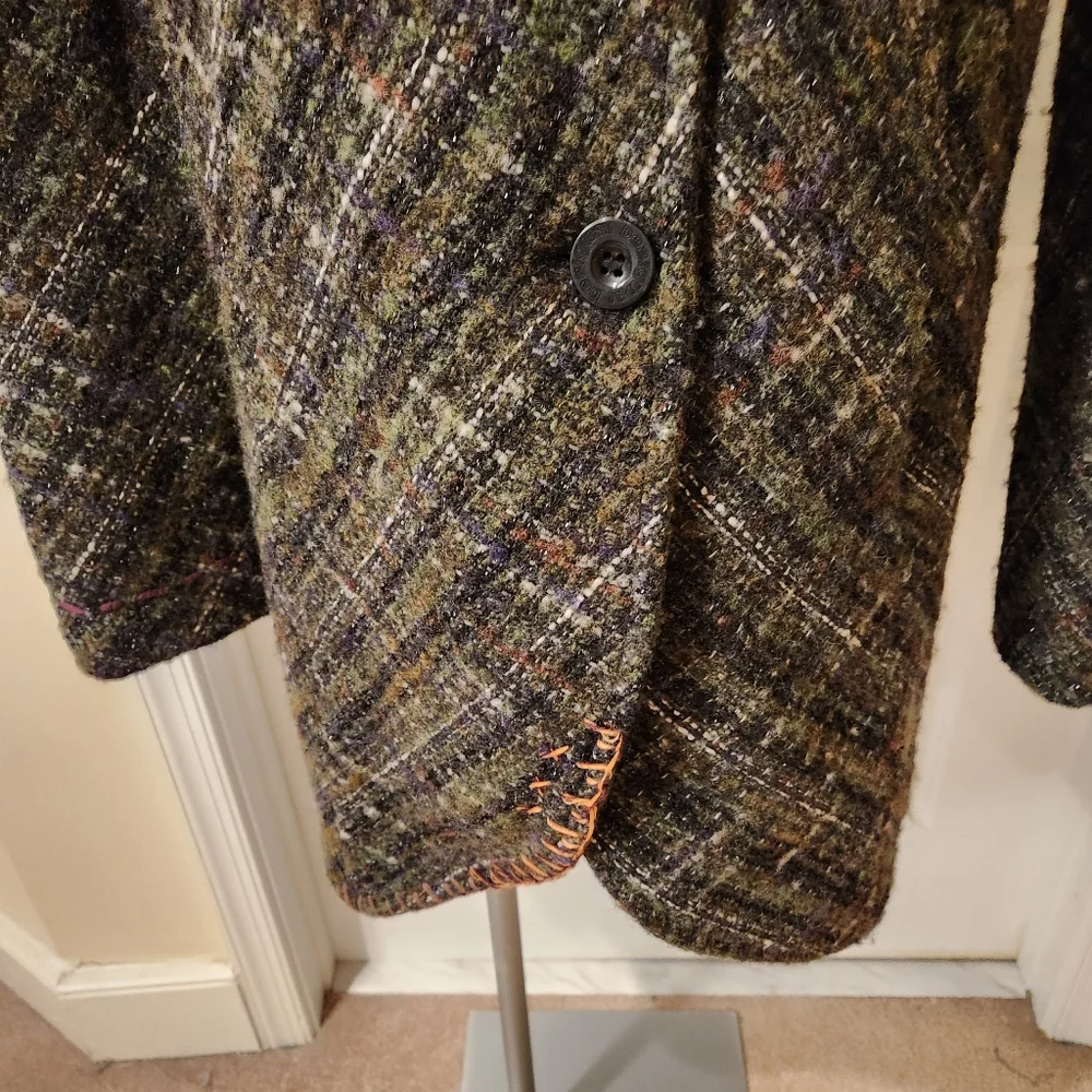 Desigual wool coat size 44 or Large gray/brown with subtle black metallic thread - Picture 5 of 14